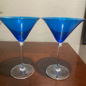 Set of 2, Vera Wang, Crystal Wedgwood Martini /Cosmo Glasses, Sapphire Blue